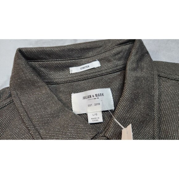 Julian & Mark Men's Large Olive Heavy Mix Twill Long Sleeve Shirt NWT - Picture 3 of 9